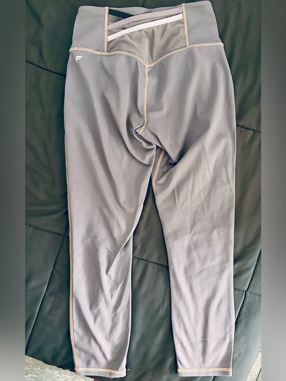 Fabletics Gray High-Waist Leggings with Contrast Stitching